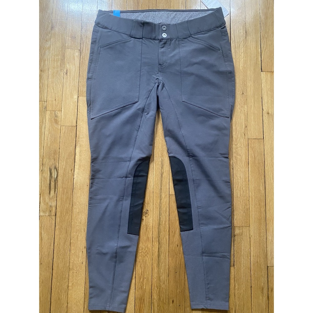 Kerrits Pants Womens XL Gray Stretch Denim Patch Thermal Pocket Breeches Riding